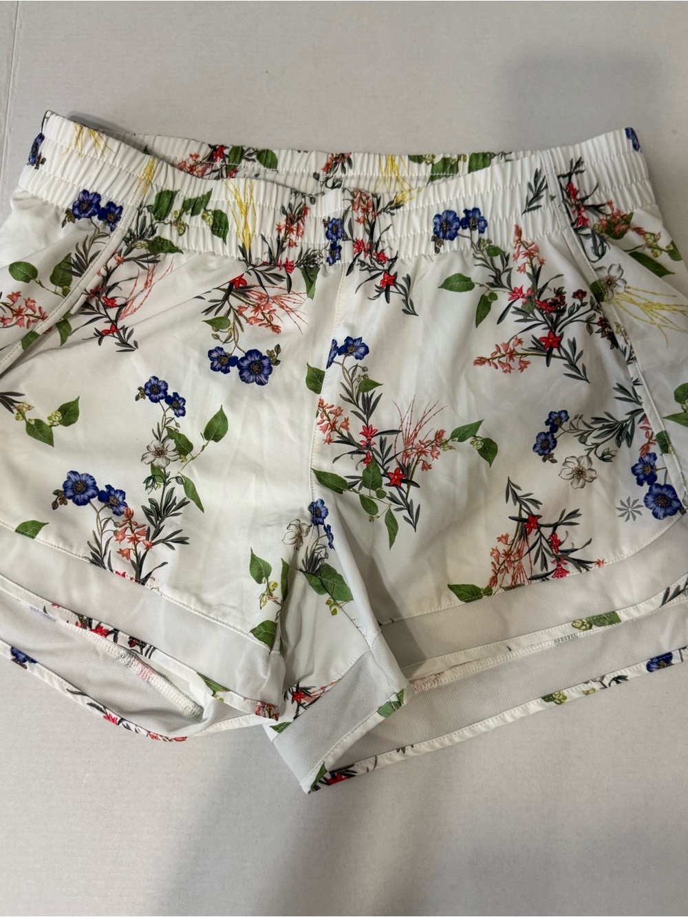 Athleta White Floral Athletic Shorts